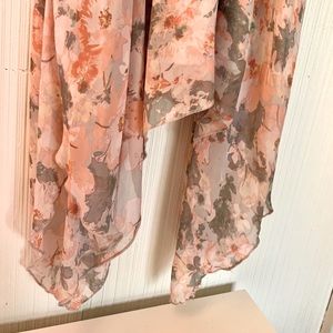 High-Low Floral Racerback Mock neck dress